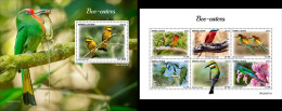 Sierra Leone 2023, Animals, Bee Eaters, 6val In BF +BF - Zangvogels