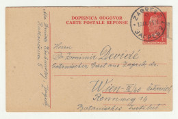 Yugoslavia FNR Only Message Part Of Postal Stationery Postcard With Reply Posted 1955 Zagreb To Wien B240503 - Ganzsachen