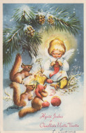 ENGEL WEIHNACHTSFERIEN Vintage Ansichtskarte Postkarte CPSMPF #PAG794.A - Anges