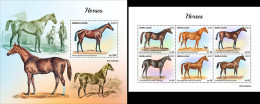 Sierra Leone 2023, Animals, Horses, 6val In BF +BF - Pferde