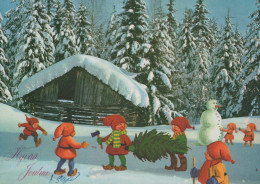 BABBO NATALE Buon Anno Natale GNOME Vintage Cartolina CPSM #PAY561.A - Santa Claus