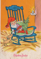 PAPÁ NOEL Feliz Año Navidad GNOMO Vintage Tarjeta Postal CPSM #PAY170.A - Santa Claus