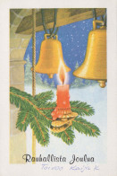 Neujahr Weihnachten BELL KERZE Vintage Ansichtskarte Postkarte CPSM #PAV376.A - New Year