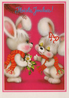 Bonne Année Noël LAPIN Vintage Carte Postale CPSM #PAV095.A - New Year