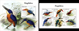 Sierra Leone 2023, Animals, Kingfisher, 6val In BF +BF - Marine Web-footed Birds