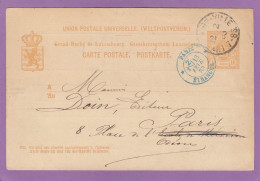 ENTIER POSTAL AVEC REPIQUAGE " LIBRAIRIE DE V. BRÜCK A LUXEMBOURG " ,CARTE POSTALE ADRESSEE A "DOIN EDITEUR" A PARIS. - Postwaardestukken