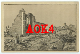 55 Meuse GRIMAUCOURT En Woevre Ruines Eglise Etain Verdun Künstler Karte Pabst Carte Dessinee - Other & Unclassified