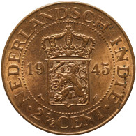 LaZooRo: Dutch East Indies 2 1/2 Cents 1945 UNC - Dutch East Indies