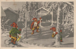 PAPÁ NOEL Feliz Año Navidad GNOMO Vintage Tarjeta Postal CPA #PKE022.A - Santa Claus