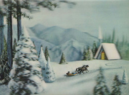 Feliz Año Navidad CABALLO LENTICULAR 3D Vintage Tarjeta Postal CPSM #PAZ021.A - Nouvel An