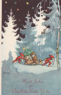 SANTA CLAUS Happy New Year Christmas GNOME Vintage Postcard CPSMPF #PKG414.A - Santa Claus