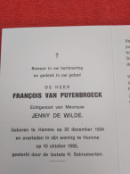 Doodsprentje François Van Puyenbroeck / Hamme 22/12/1934 - 19/10/1995 ( Jenny De Wilde ) - Religione & Esoterismo