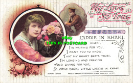 R596621 My Love So True. Laddie In Khaki. Bamforth. Song Greeting Series No. 80 - Wereld