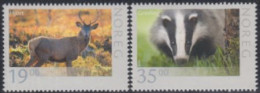 Norwegen Mi.Nr. 1835-36 Wildlebende Tiere, Hirsch, Dachs, Skl. (2 Werte) - Unused Stamps