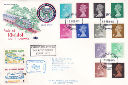 GB Engeland FDC 1971 TYPE MACHIN Vale Of Rheidol Posting Delayed By Teh Post Office Strike 1971 - Trains