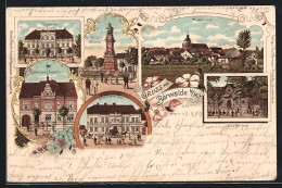 Lithographie Bärwalde N. M., Gasthaus Schützenhaus, Hotel Deutsches Haus, Kaiserliches Postamt  - Altri & Non Classificati