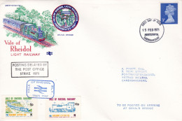 GB Engeland FDC 1971 TYPE MACHIN Vale Of Rheidol Posting Delayed By Teh Post Office Strike 1971 - Trains