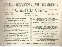 AS / Ancienne Carte De Visite PUBLICITAIRE C. GENTILHOMME SORIGNY Reparations Mecaniques AUTOMOBILE GARAGE - Visiting Cards