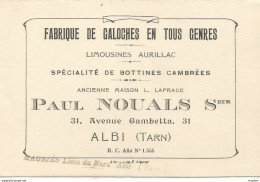 AT / Carte De Visite ANCIENNE Pub Publicitaire CDV Paul NOUALS ALBI Tarn GALOCHES LIMOUSINE AURILLAC Bottines - Cartes De Visite