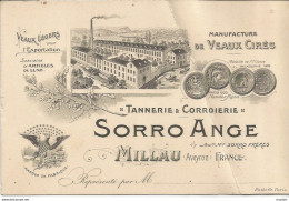 AT / Carte De Visite ANCIENNE Pub Publicitaire CDV SORRO ANGE MILLAU Veaux Cirés TANNERIE CORROIERIE - Visiting Cards