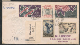 TAAF Vf RECOMMANDE De KERGUELEN à BUENOS AIRES - AFFRANCHISSEMENTS MULTIPLES 15 TIMBRES - Oiseaux + Triptyque Aérien 41A - Covers & Documents