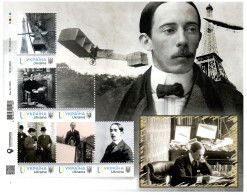 Ukraine 2024, France, Brazil, Aeronautics History, Aviation, Air Ship, Alberto Santos-Dumont, Sheetlet Of 6v - Oekraïne