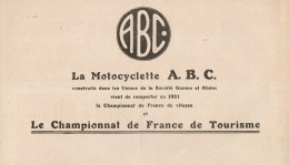 Motocyclette A.B.C. - Championnat De France - Pubblicità D'epoca - 1922 Ad - Advertising