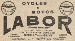 Cycles & Motos LABOR - Pubblicità D'epoca - 1922 Old Advertising - Advertising