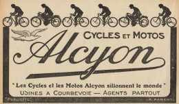 Cicli & Moto ALCYON - Pubblicità D'epoca - 1920 Old Advertising - Advertising