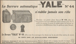 Serrure Automatique YALE N. 44 - Pubblicità D'epoca - 1926 Old Advertising - Advertising