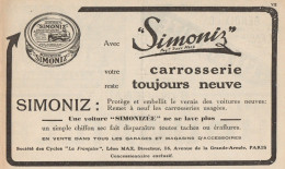 SIMONIZ - Pubblicità D'epoca - 1926 Old Advertising - Advertising