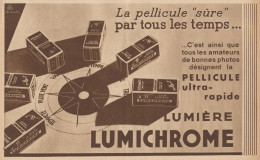 Pellicule Photo Lumicolor Lumiére - Pubblicità D'epoca - 1933 Old Advert - Advertising