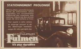 Accumulateurs FULMEN - Pubblicità D'epoca - 1936 Old Advertising - Advertising