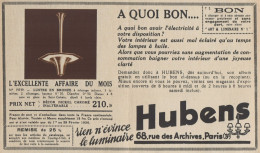 Luminaires HUBENS - Pubblicità D'epoca - 1936 Old Advertising - Advertising