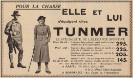 TUNMER - Vetements Pour La Chasse - Pubblicità D'epoca - 1936 Old Advert - Advertising