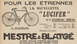 Bicyclette LUCIFER - Mestre & Blatgé - Pubblicità D'epoca - 1921 Old Ad - Werbung