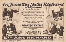 Jumelles Jules RICHARD - Pubblicità D'epoca - 1931 Old Advertising - Werbung