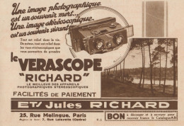 Le Verascope RICHARD - Pubblicità D'epoca - 1931 Old Advertising - Werbung