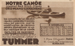 Canoe Canadiens TUNMER - Pubblicità D'epoca - 1931 Old Advertising - Werbung