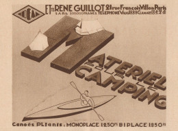 Materiel Pour Le Camping R. GUILLOT - Pubblicità D'epoca - 1931 Old Advert - Werbung