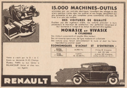 RENAULT Monasix Et Vivasix - Pubblicità D'epoca - 1931 Old Advertising - Publicités