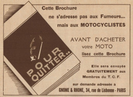 Moto GNOME-RHONE - Pour Quitter - Pubblicità D'epoca - 1931 Old Advert - Publicités