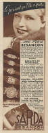 Orologi SARDA Bresançon - Pubblicità D'epoca - 1936 Old Advertising - Advertising