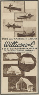 WILLIAMS & C. - Canoes - Pubblicità D'epoca - 1936 Old Advertising - Publicités