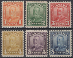 Canada - Definitives - Set Of 6 - KGV - Mi 128A~133A - 1928/29 - Nuevos