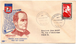 Célébrité / Baron HAUSSMANN = 75 PARIS 1952 = CACHET PREMIER JOUR N° 934 - Autres & Non Classés