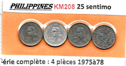 PHILIPPINES  Réforme Coinnage, 25 Sentimos, LUNA  KM 208  , 4 Pièces Série Complète  197 5à 1978  TTB - Filippine