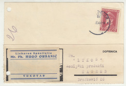 Ljekarna Spasitelju, Hugo Oršanić, Vukovar Company Postal Card Posted 1944 B240503 - Croatia