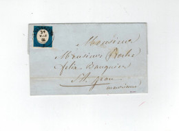 LETTRE DUCHE DE SAVOIE DE LANSLEBOURG A ST JEAN DE MAURIENNE 1855 SARDE SARDAIGNE 3EME EMISSION - 1849-1876: Période Classique