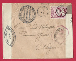 !!! AEF, LETTRE DE CARNOT, CONGO POUR ALGER DE 1943 AVEC CENSURES ET TRANSITS MULTIPLES (CAMEROUN/OUBANGUI-CHARI) - Briefe U. Dokumente